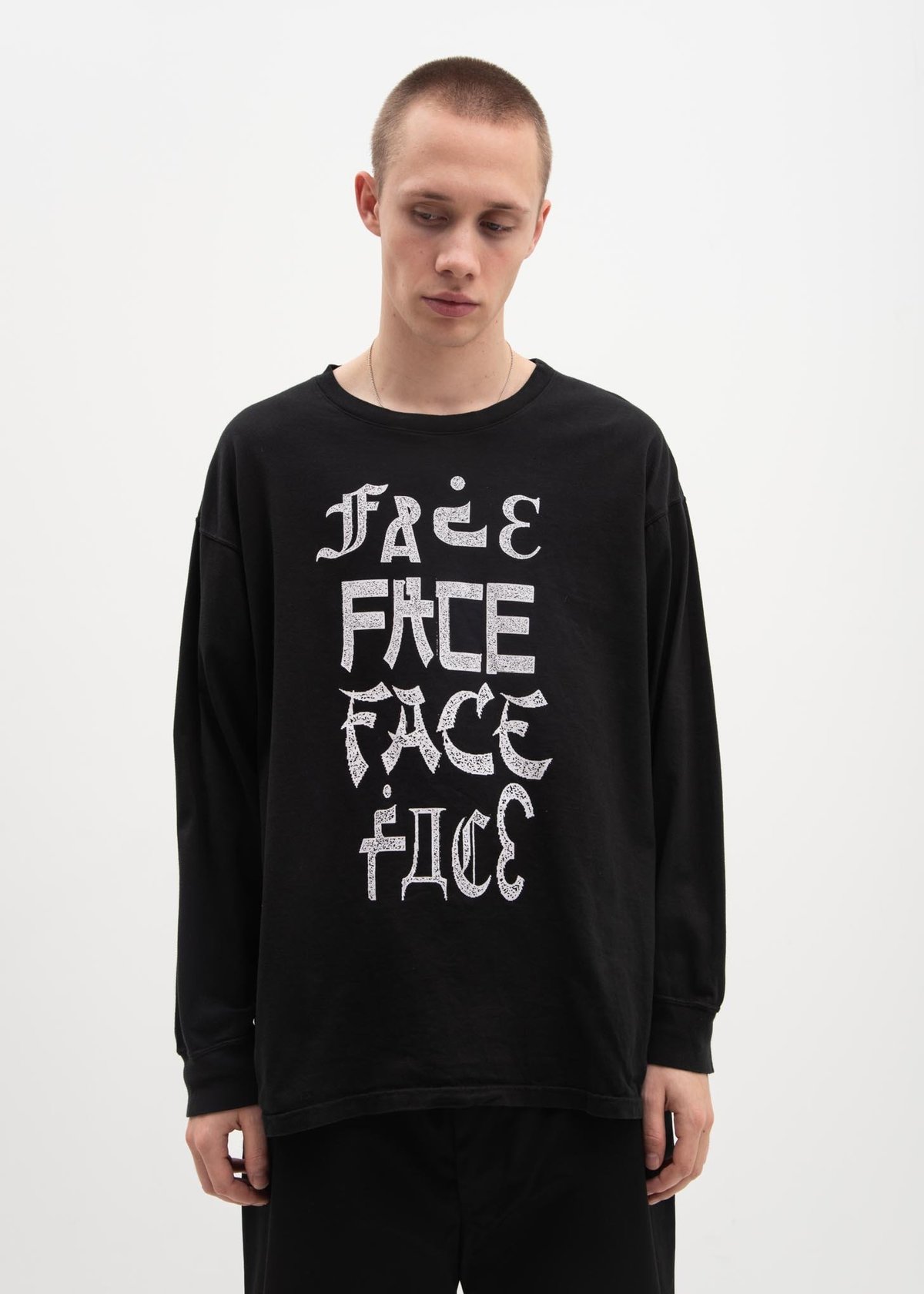 トップス FACETASM football long tee Facetasm Logo Long Sleeve T-Shirt - Black | Garmentory