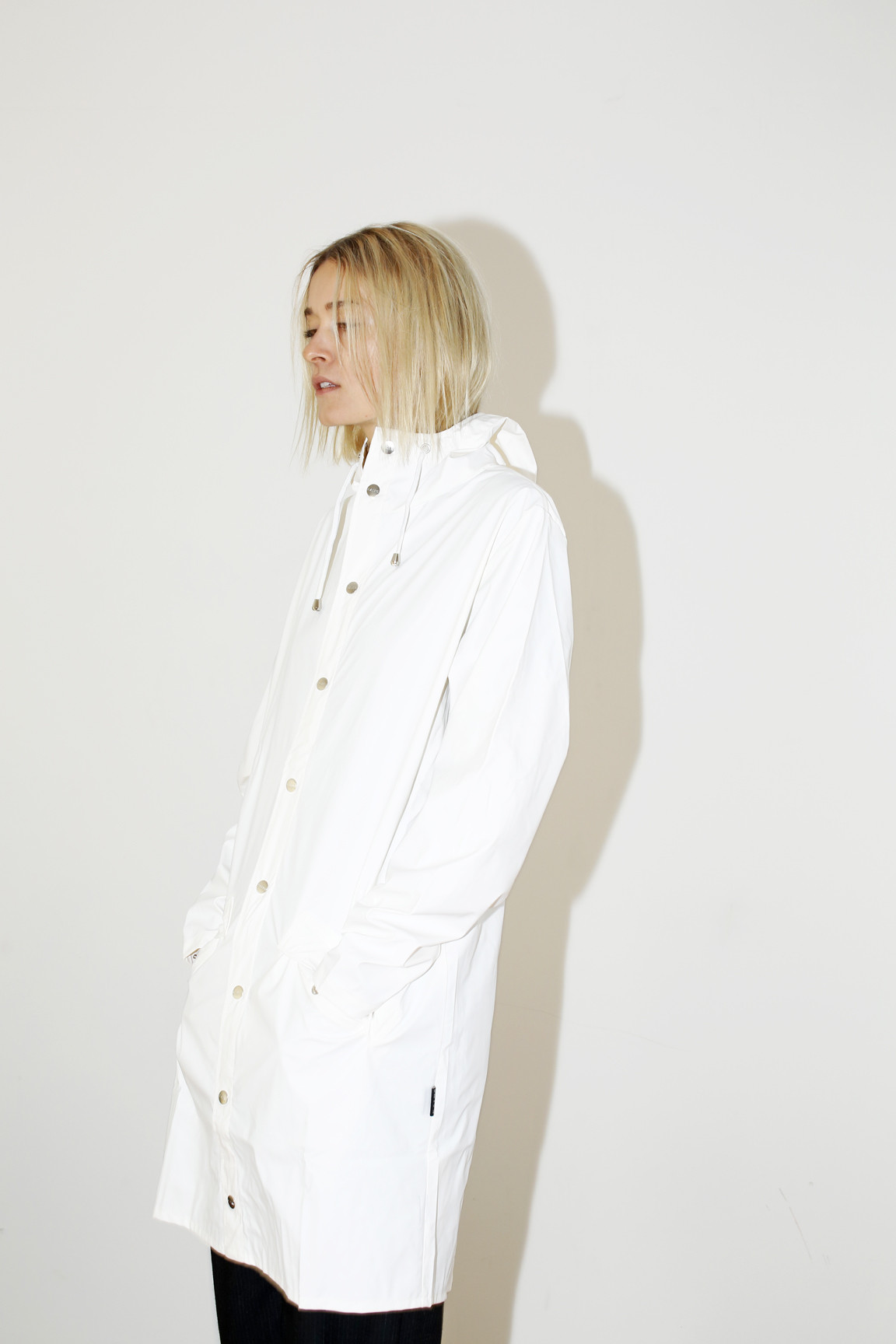 Unisex Rains White Hooded Rain Coat Garmentory