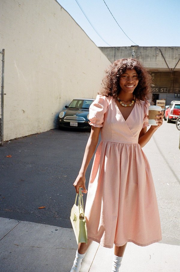 Lisa Says Gah Topanga Linen Midi Dress - Rose