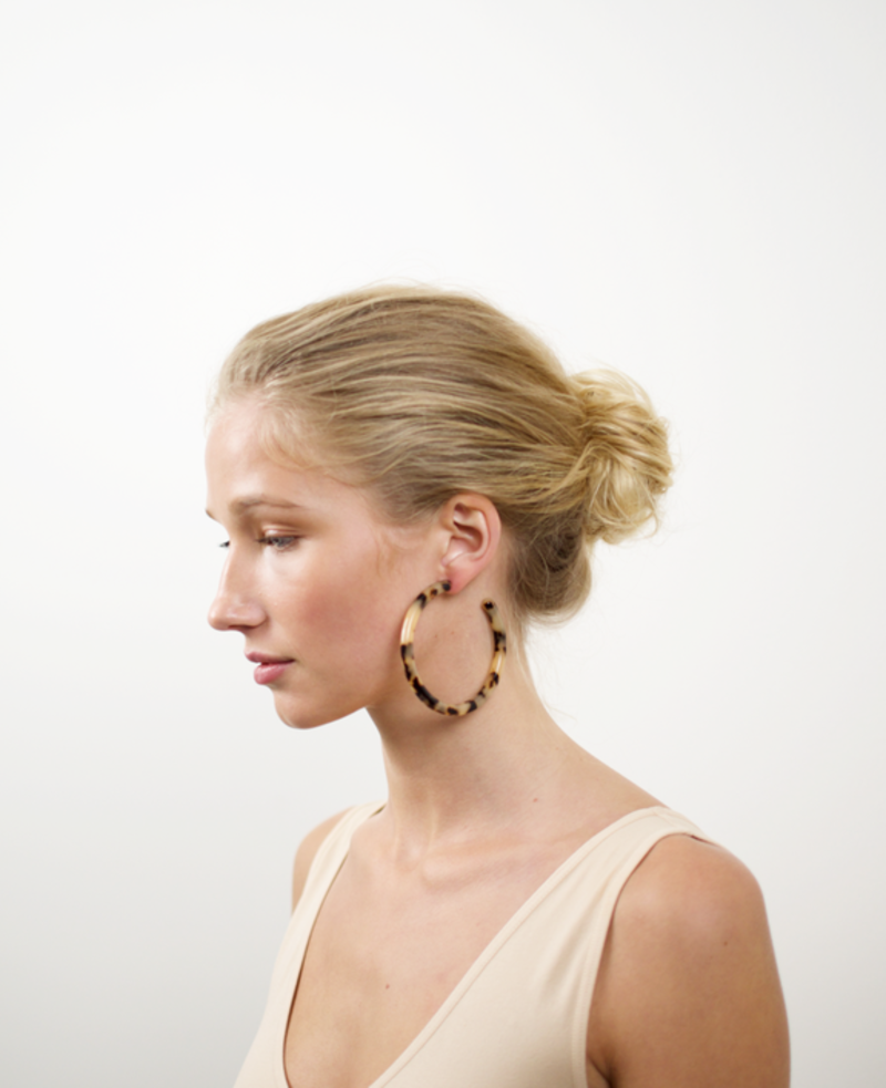 Machete Extra Large Hoop Earrings Blonde Tortoise