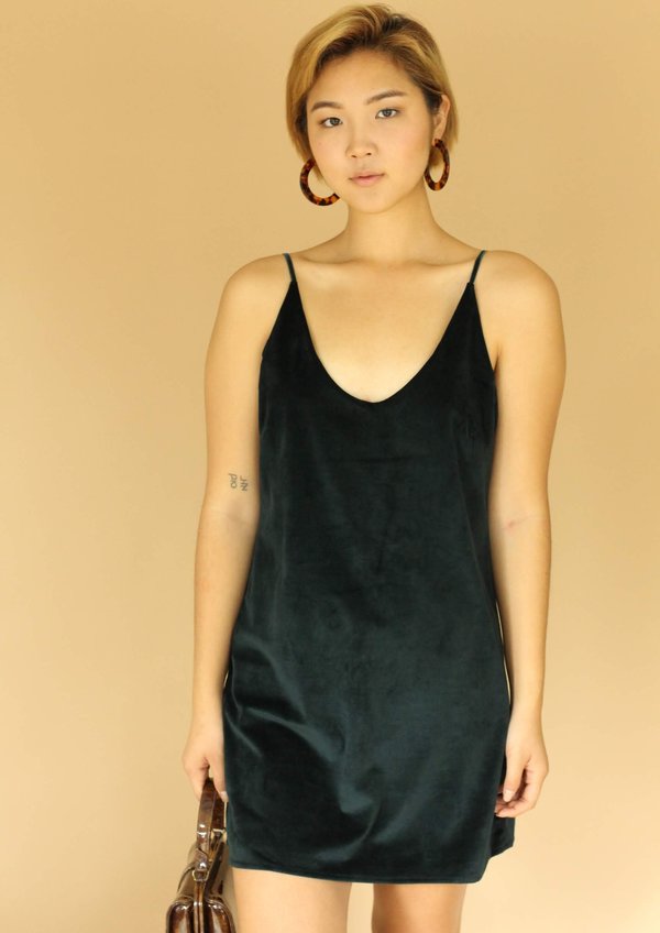 Six Crisp Days Velvet Mini Dress - Dark Green Six Crisp Days Velvet Mini Dress - Dark Green