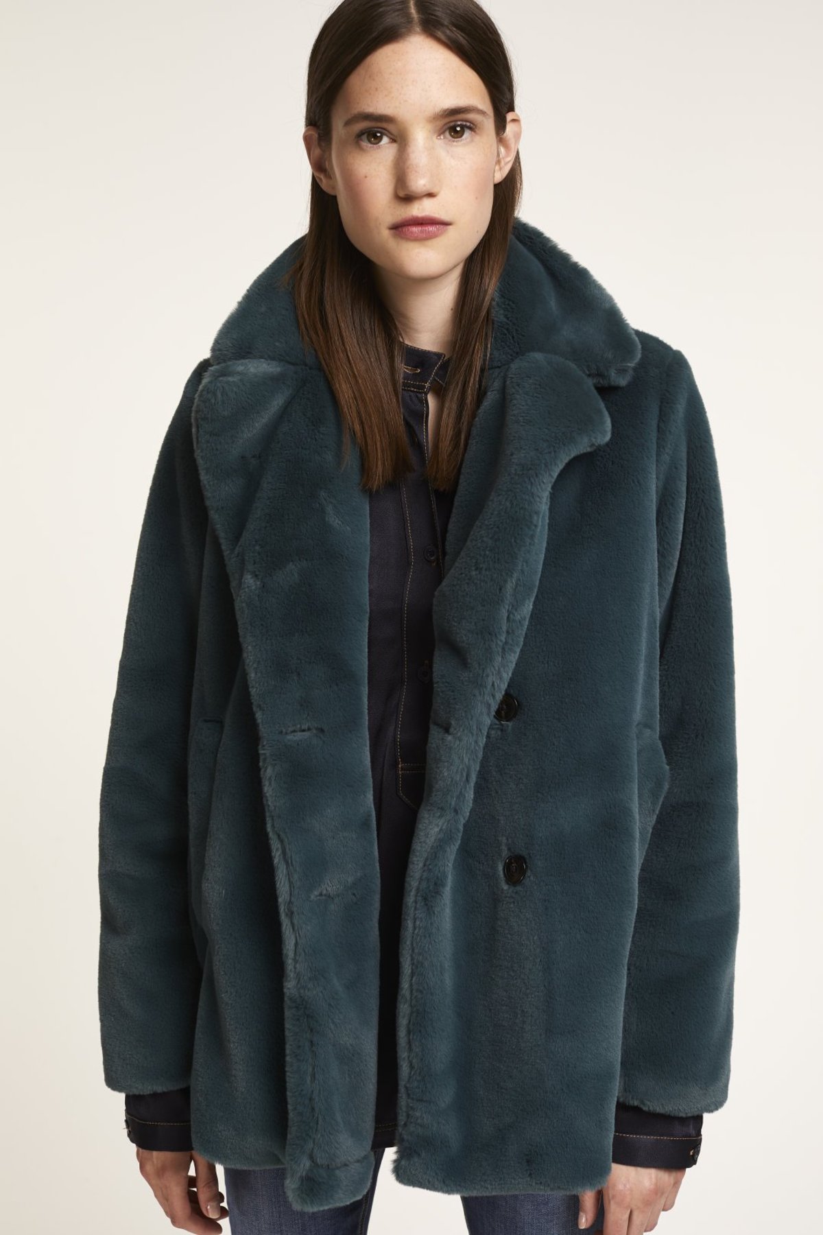 Closed - Jessa Faux Fur Pea Coat - C97965 | Garmentory