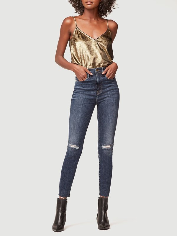 frame cigarette jeans FRAME Denim Ali High Rise Cigarette Raw Jeans - Brokedown Palace