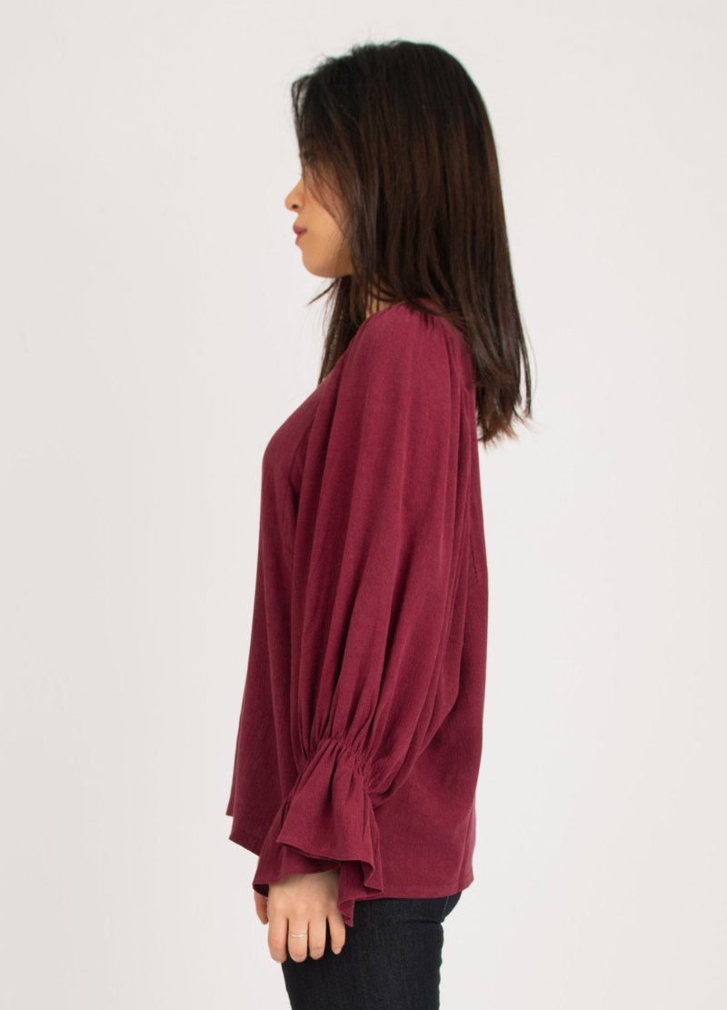 burgundy peasant top