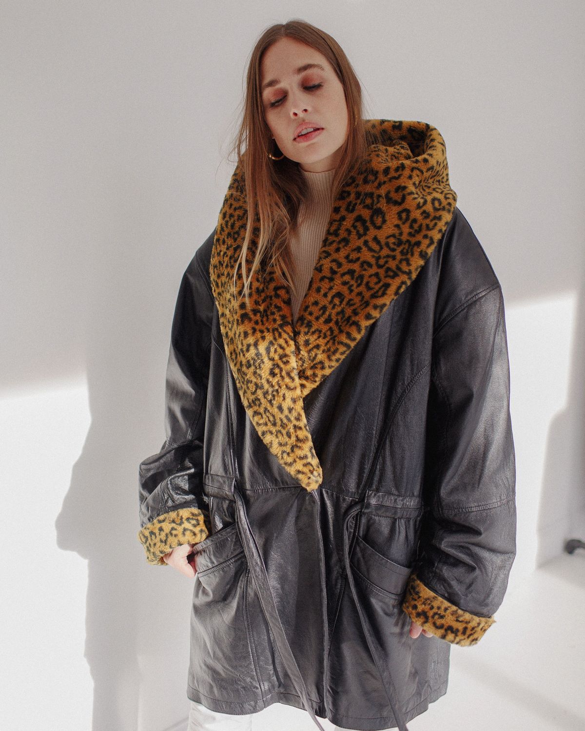 shawl collar leather jacket