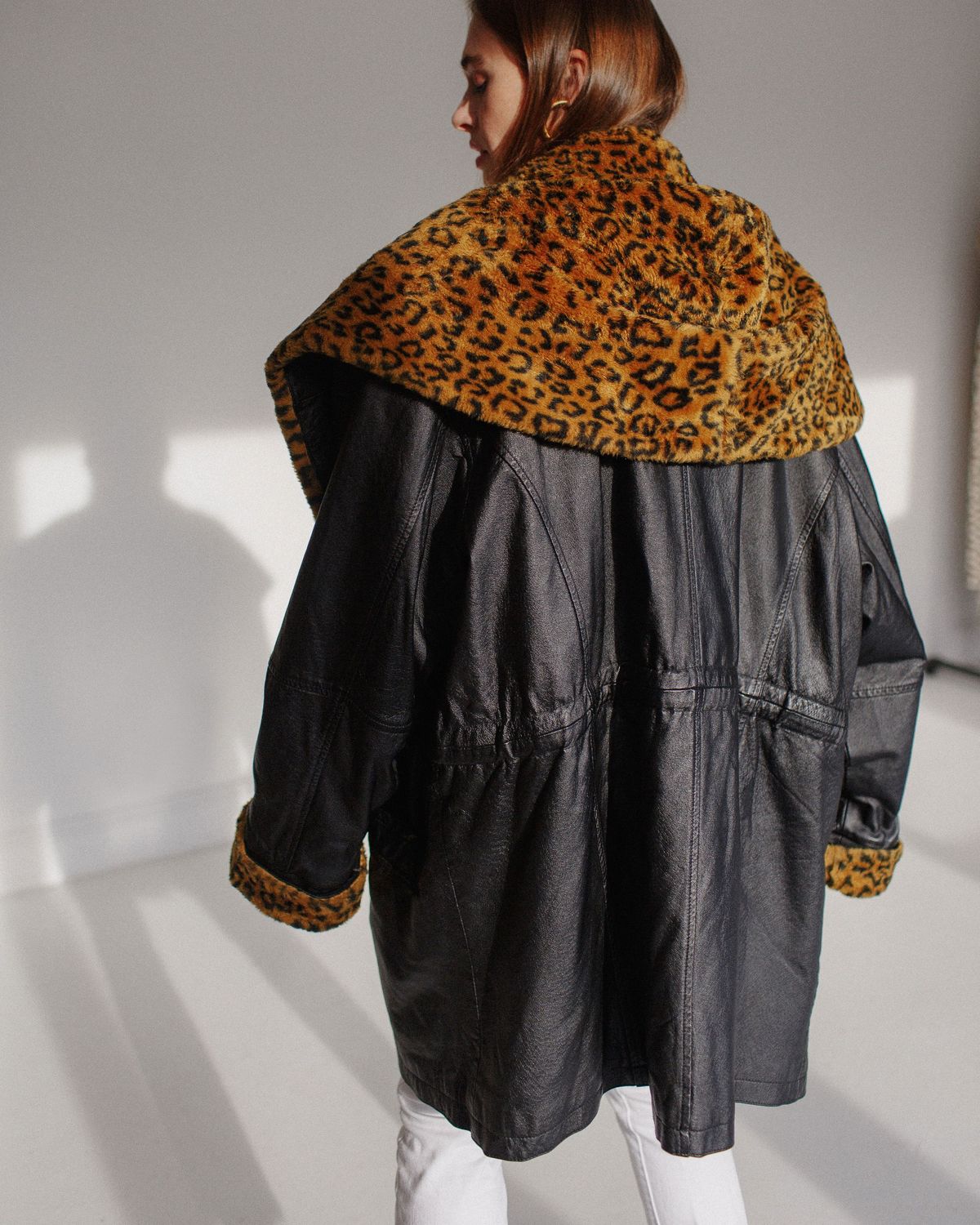 shawl leather jacket