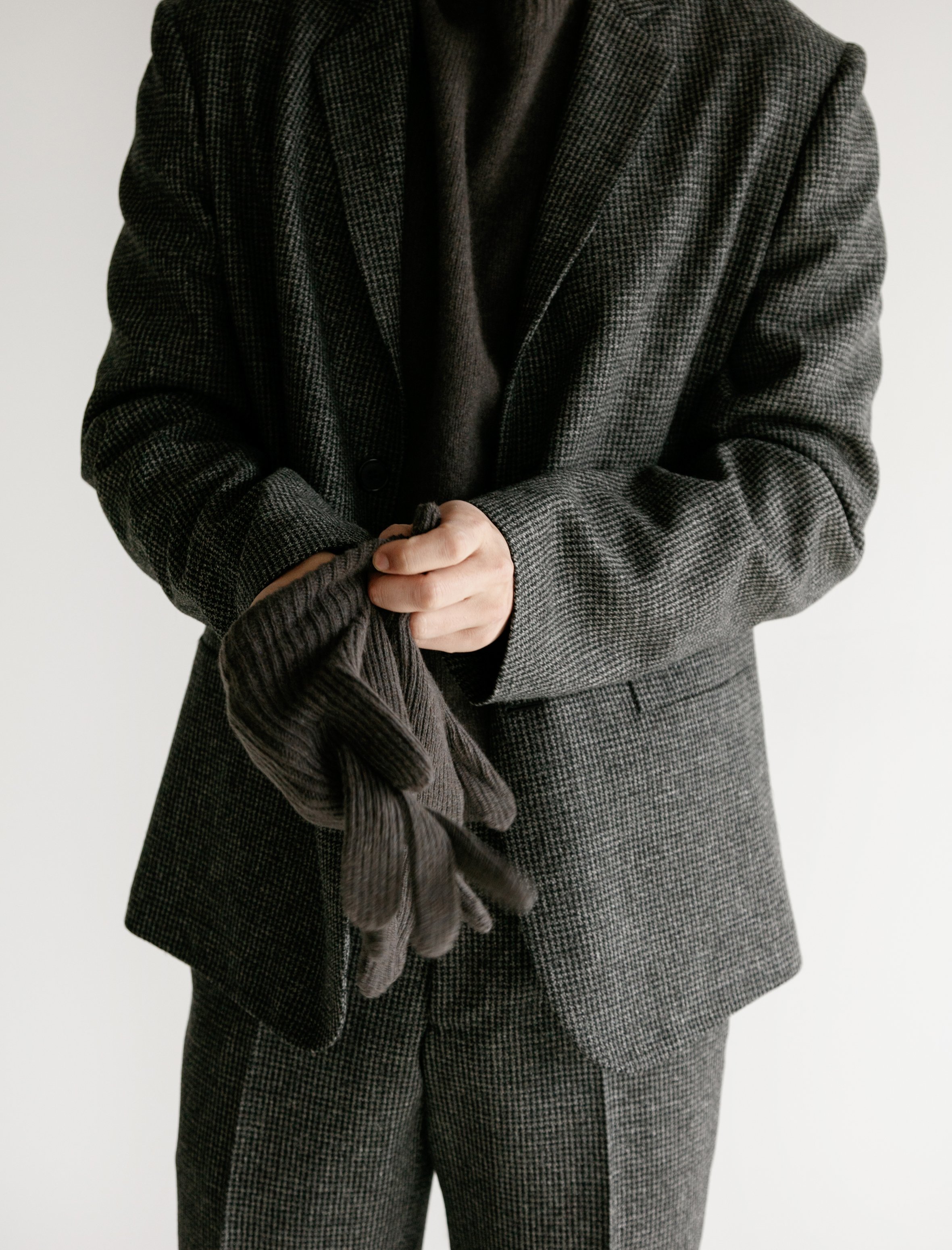 Margaret Howell Fine Rib Merino Cashmere Glove - Smoke Twist