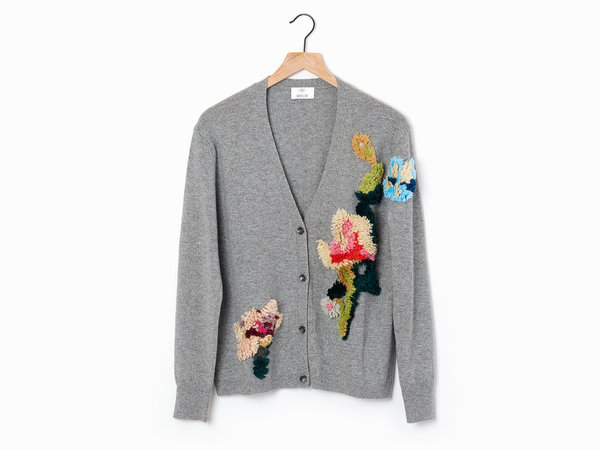 Allude Cactus Cardigan - Grey/Multi | Garmentory