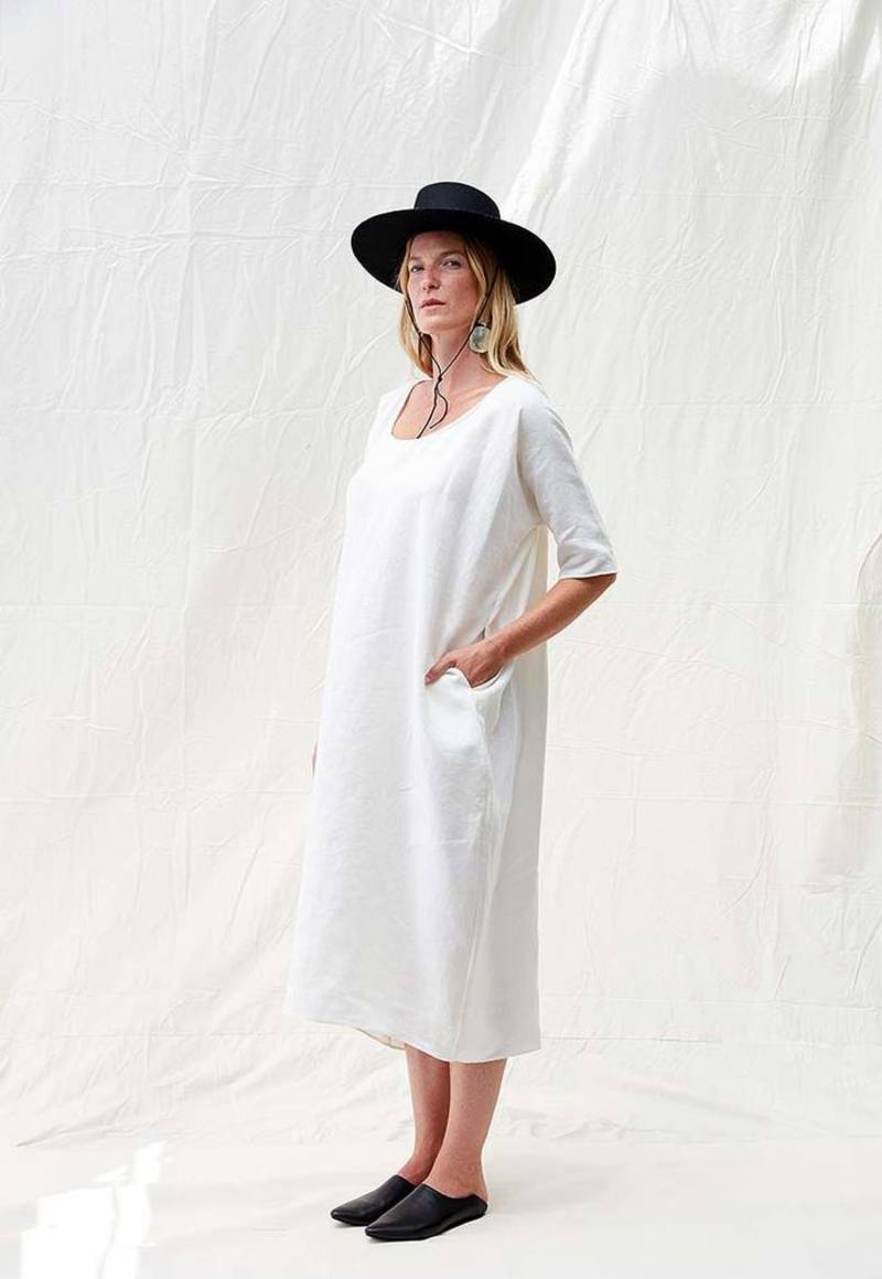 Rachel Craven Long Cocoon Linen Dress White