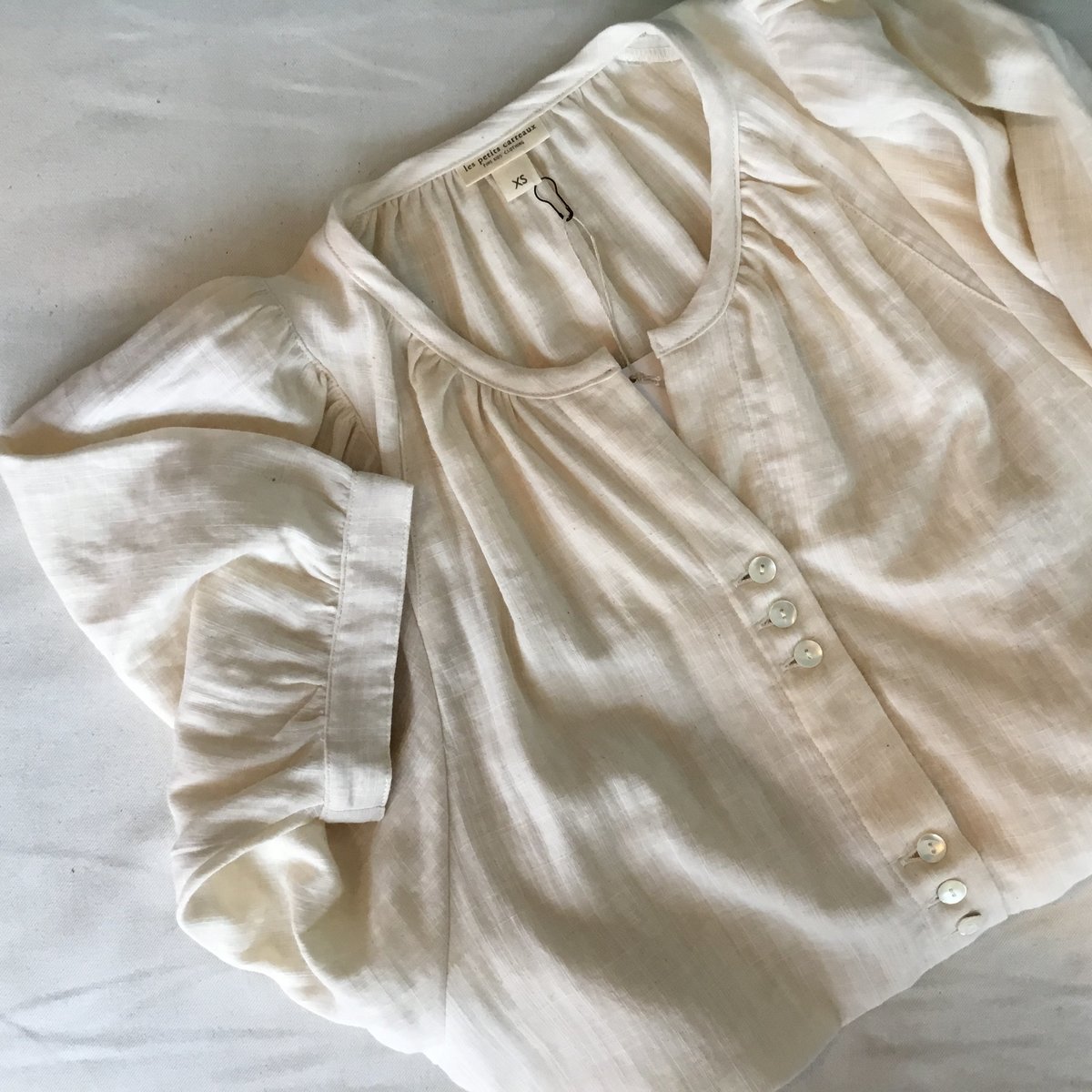 Les Petits Carreaux Filippine Blouse - Light Beige - Image 1 of 2