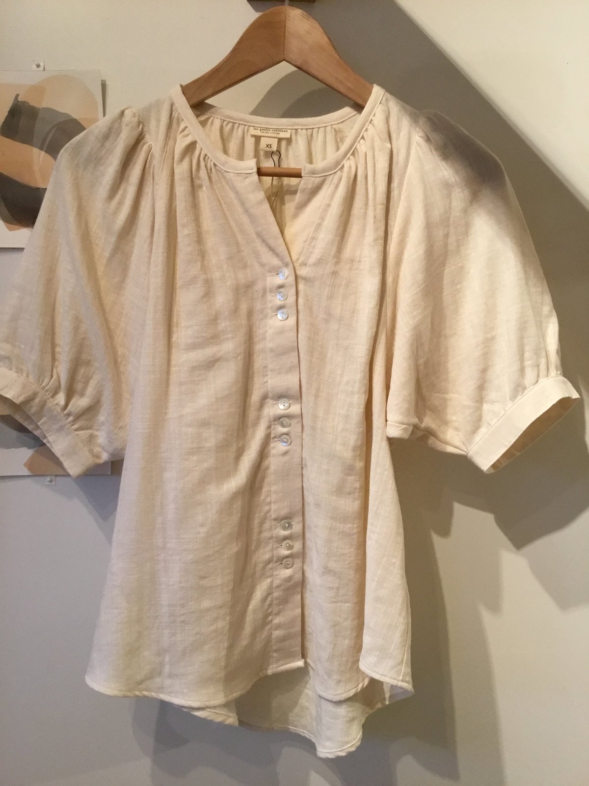 Les Petits Carreaux Filippine Blouse - Light Beige - Image 2 of 2
