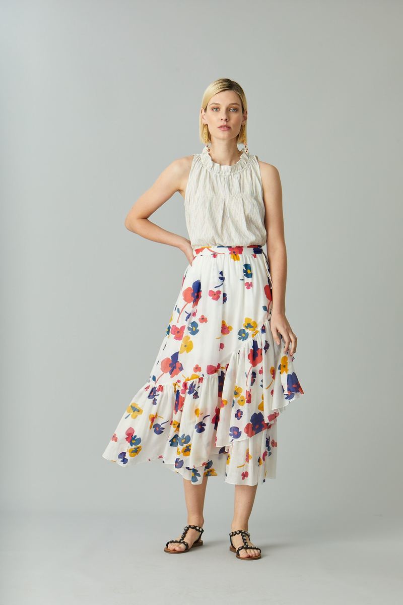 Megan Park Poppy Tier Wrap Skirt Floral Garmentory