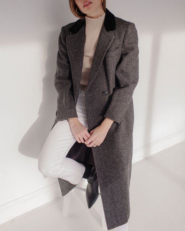 velvet collar coat womens