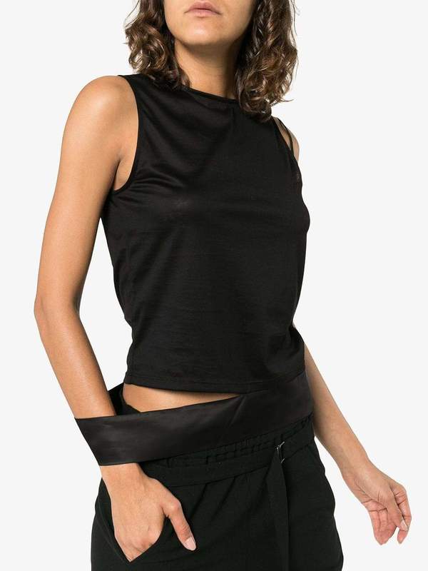 トップス HELMUT LANG 1997 Split Hem Bondage Tank Helmut Lang Split Hem Bondage Tank - Black | Garmentory