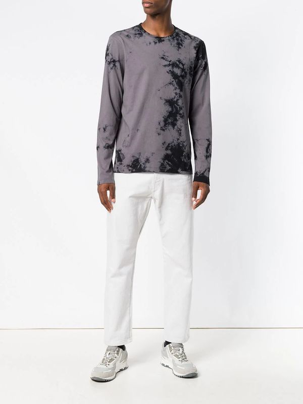 Men's Helmut Lang Tie-Dye Dark Back Logo Long Sleeve T-Shirt