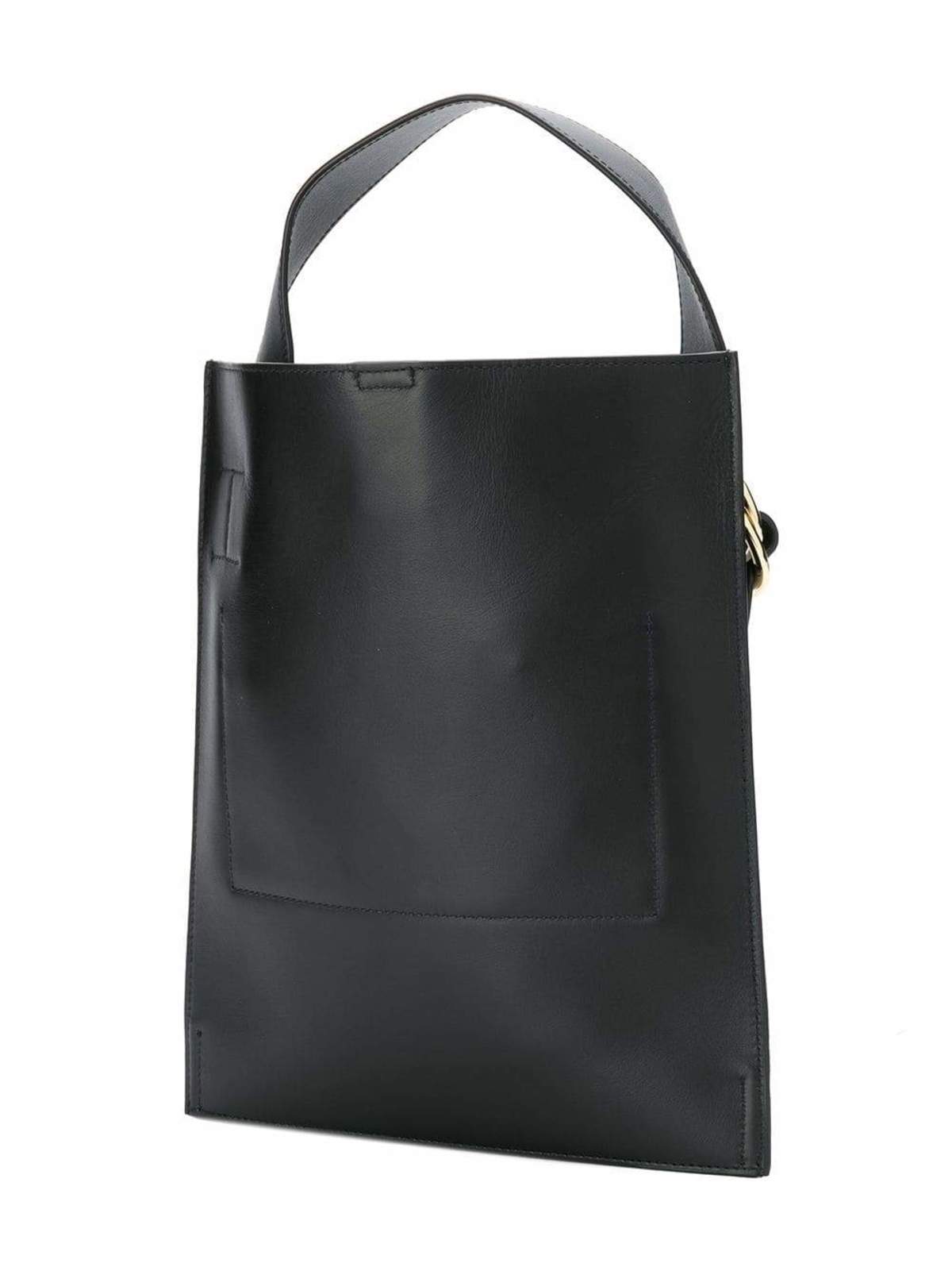 Jil Sander Navy Shoulder Bag with Handle - Black | Garmentory