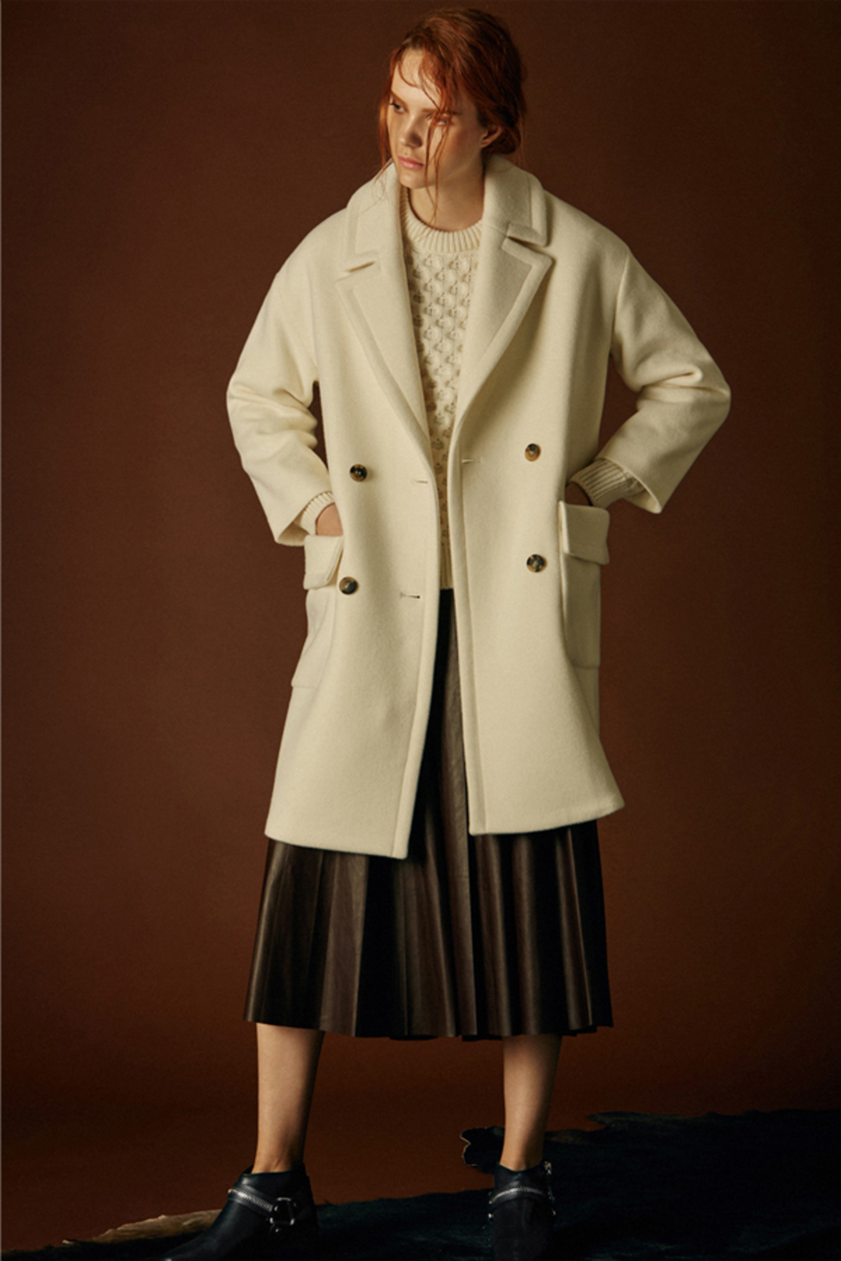 ジャケット・アウター Andersson Bell OVERSIZED W BREASTED COAT ANDERSSON BELL Alice Oversized Double Breasted Coat- White