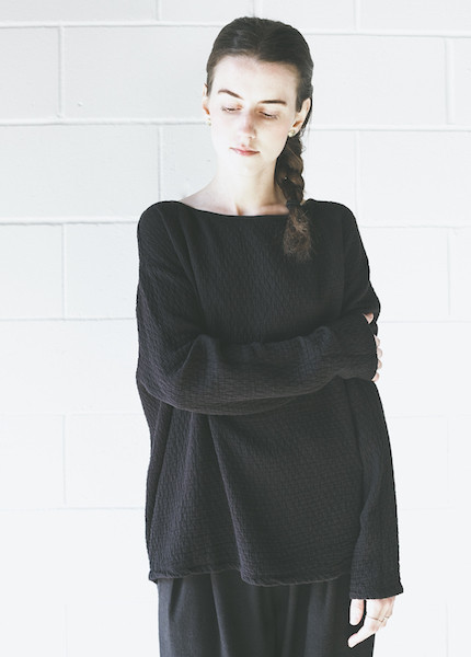 Black Crane Quilted Wide Sweatshirt in Black Black Crane Quilted Wide Sweatshirt in Black