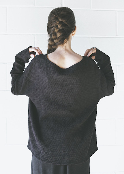 Black Crane Quilted Wide Sweatshirt in Black Black Crane Quilted Wide Sweatshirt in Black