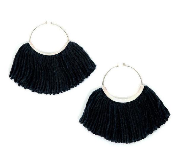 Erin Considine Ridge Fringe Hoops - Hollyhock Raw Silk Erin Considine Ridge Fringe Hoops - Hollyhock Raw Silk