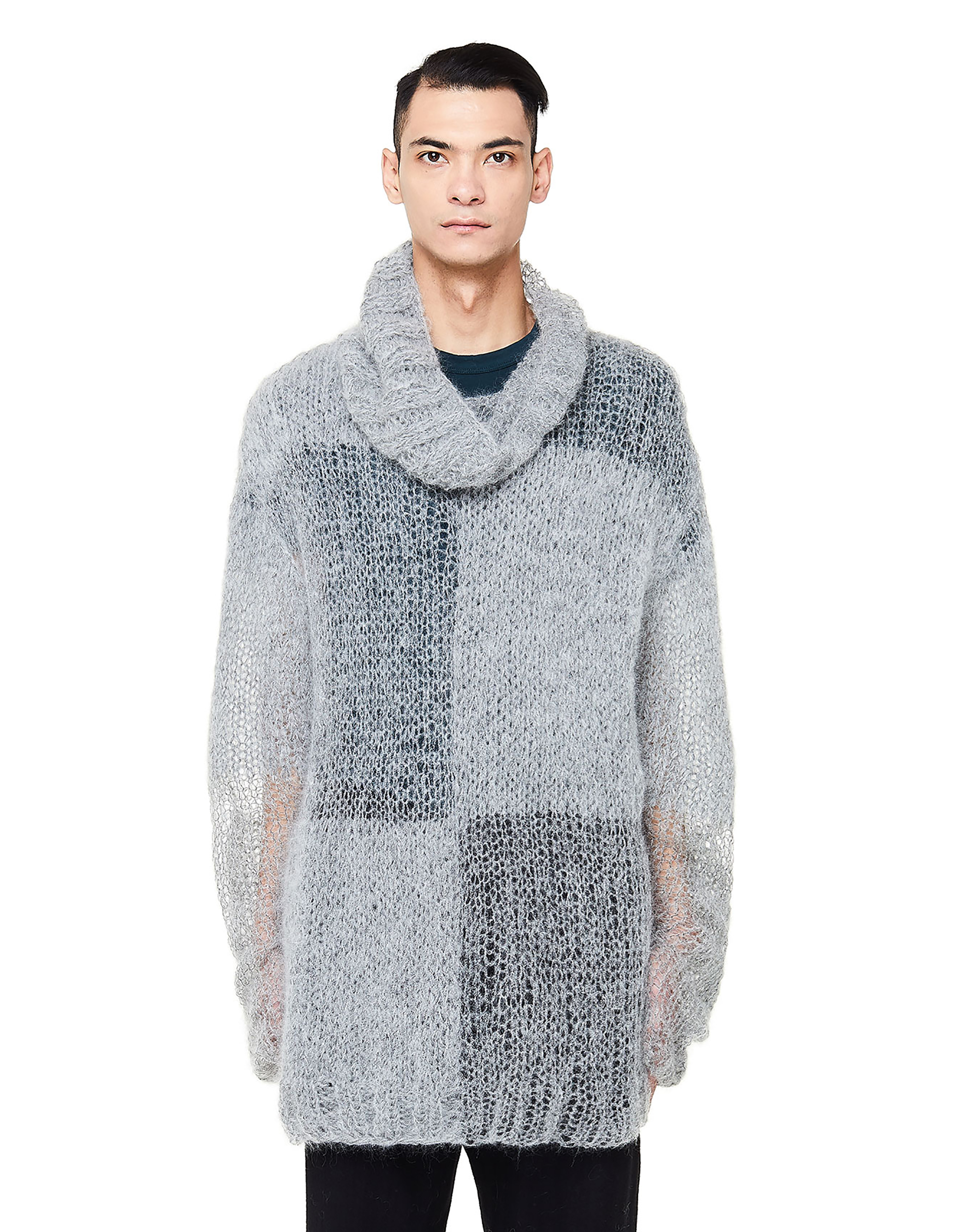Ann Demeulemeester/アウターニット Ann Demeulemeester Mohair Sweater - Light Grey | Garmentory