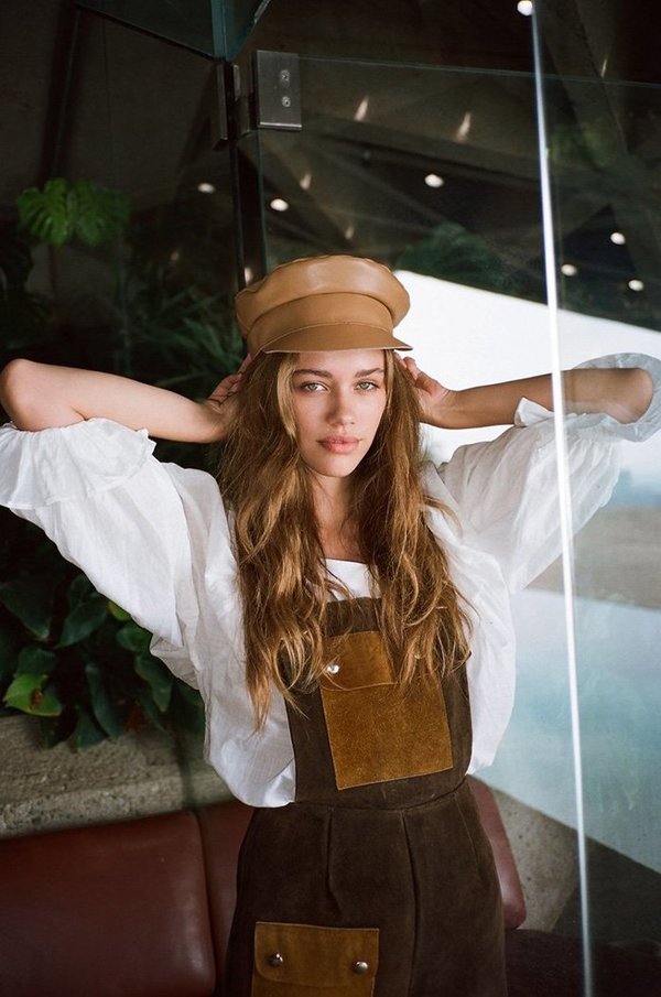 Lack of Color Leather Biker Cap - Tan | Garmentory display picture 1