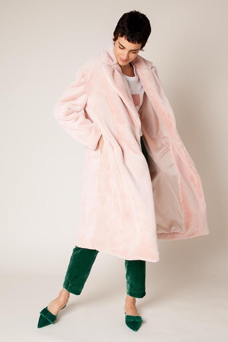 Rachel Antonoff Prudence Faux Fur Coat Powder Pink Garmentory