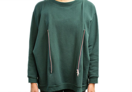 REALITY STUDIO ALEX FOREST GREEN SWEATSHIRT WITH ZIPPERS REALITY STUDIO ALEX FOREST GREEN SWEATSHIRT WITH ZIPPERS