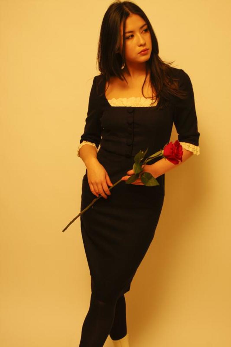 l'ecole des femmes SQUARE NECK FRENCH MAID DRESS - BLACK