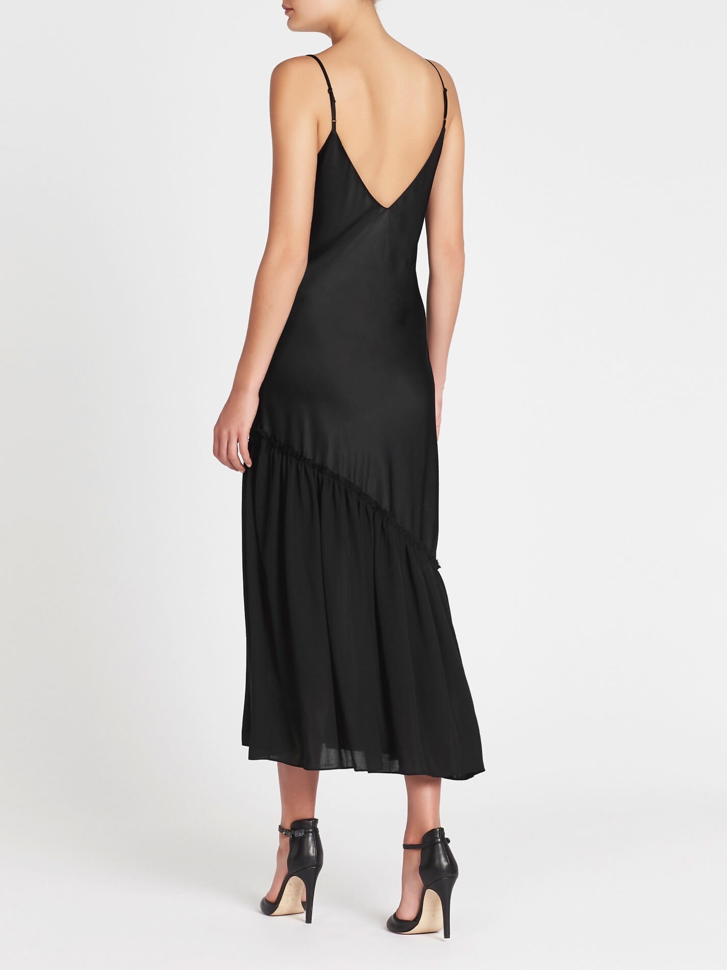 FRAME Denim Satin Lounge Dress Black Garmentory