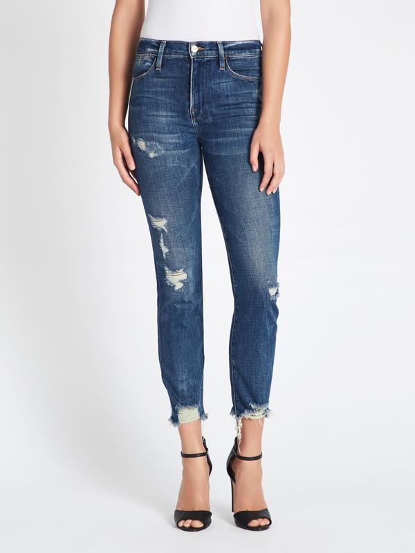 frame le high straight raw edge