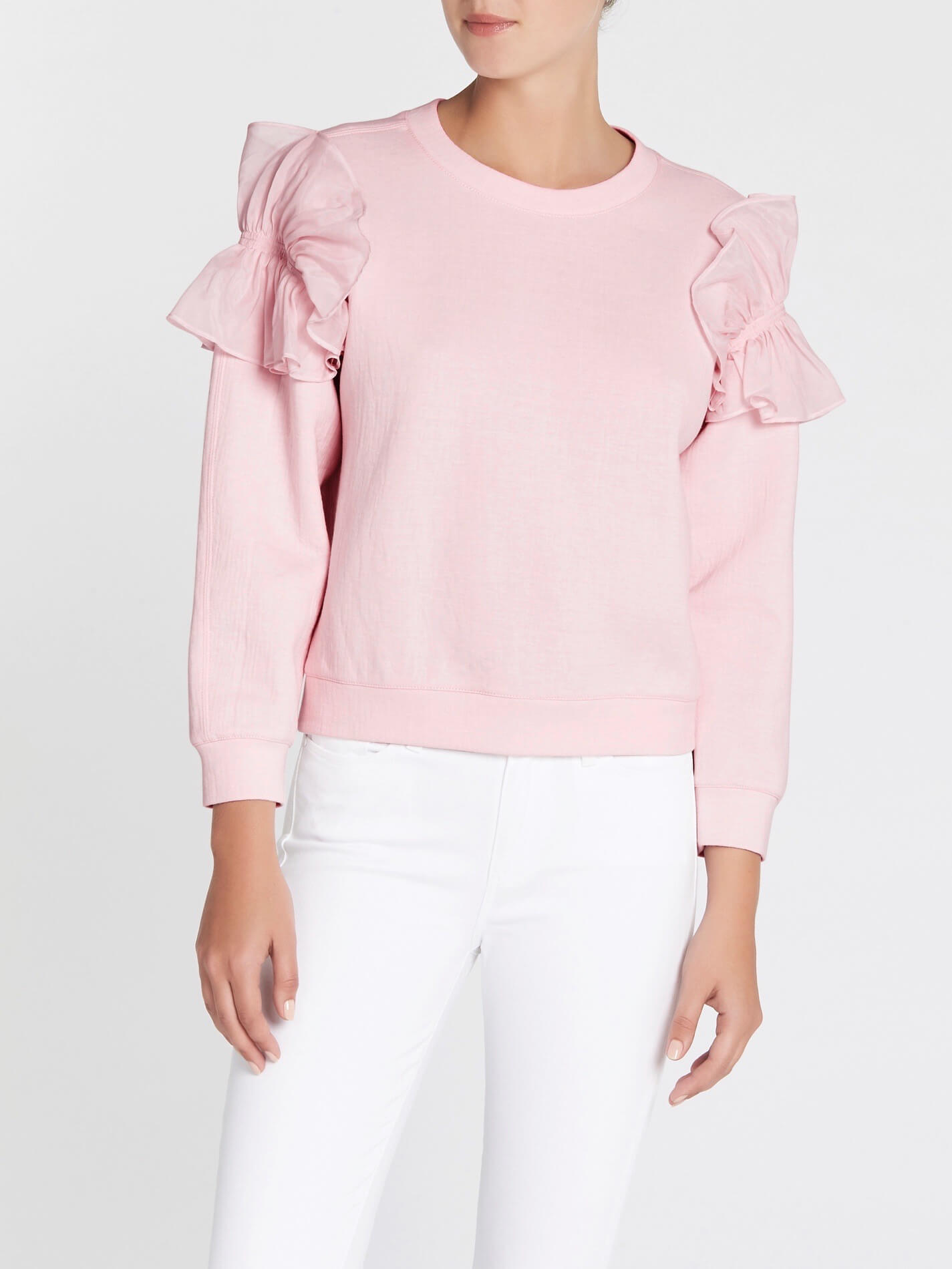 pink ruffle sweater