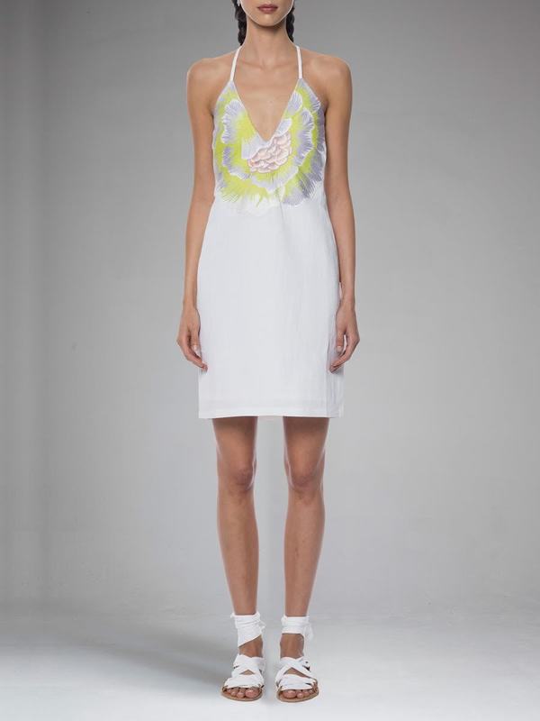 Mara Hoffman Flower Embroidered V Neck Dress Mara Hoffman Flower Embroidered V Neck Dress