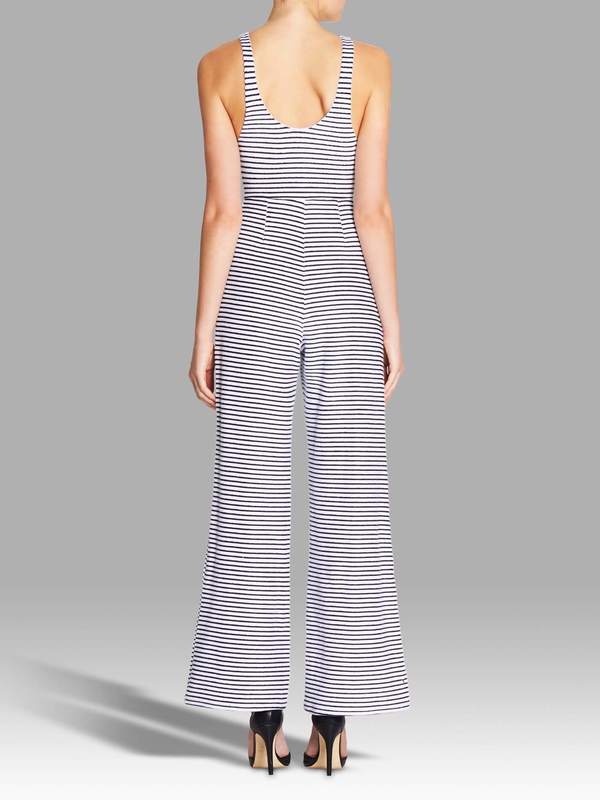 Mara Hoffman Stripe Lace Up Front Jumpsuit - Navy/White Mara Hoffman Stripe Lace Up Front Jumpsuit - Navy/White