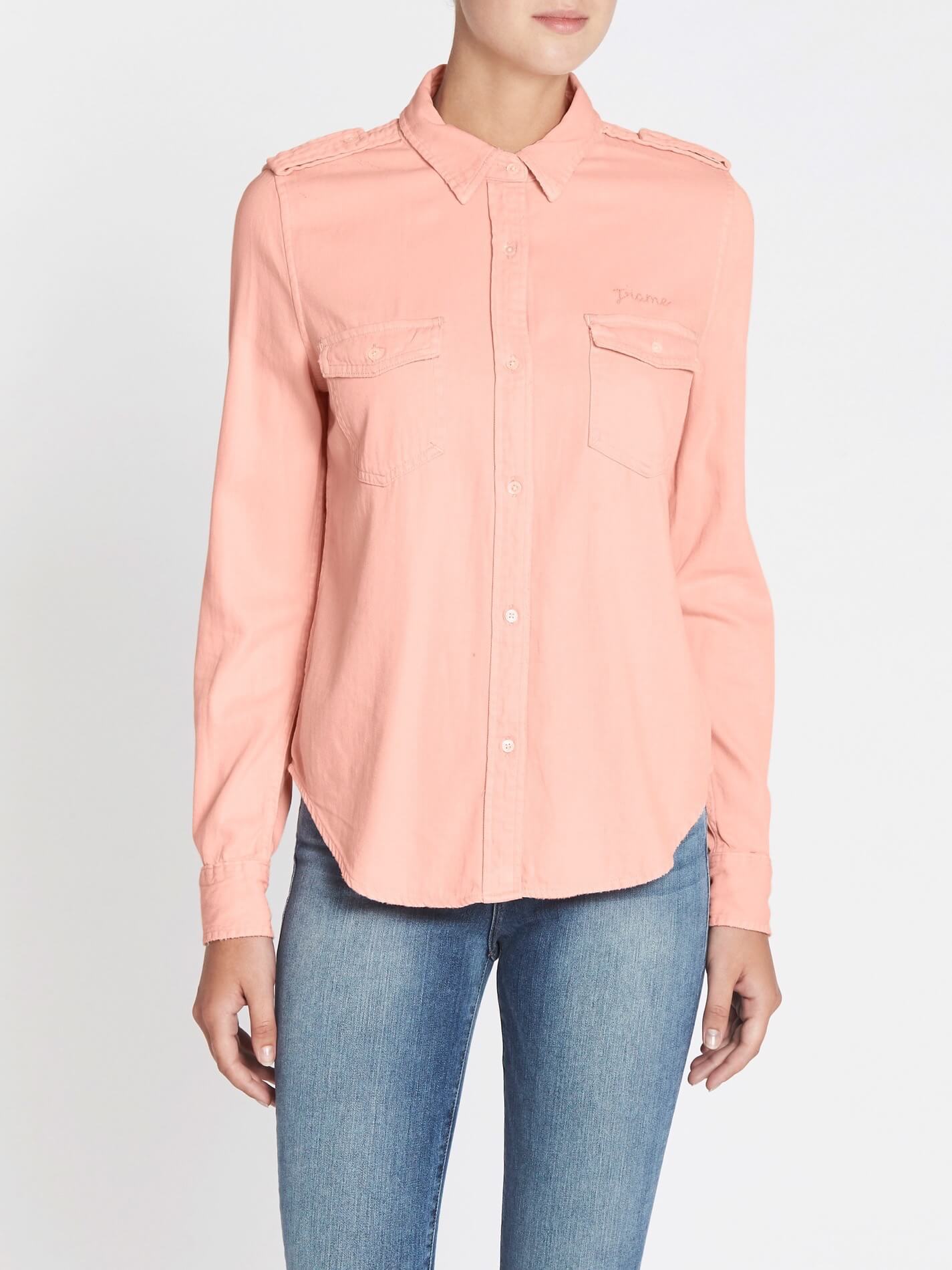 light pink denim shirt