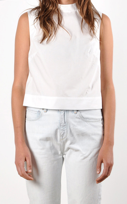 Waltz Mock Neck Sleeveless Top | Cotton Poplin Waltz Mock Neck Sleeveless Top | Cotton Poplin