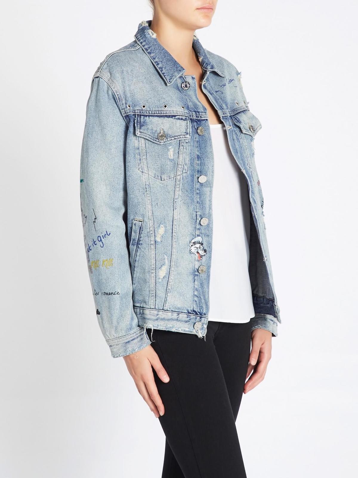 Zoe Karssen Obsession Embroidered Denim Jacket - Light Denim - Image 2 of 5
