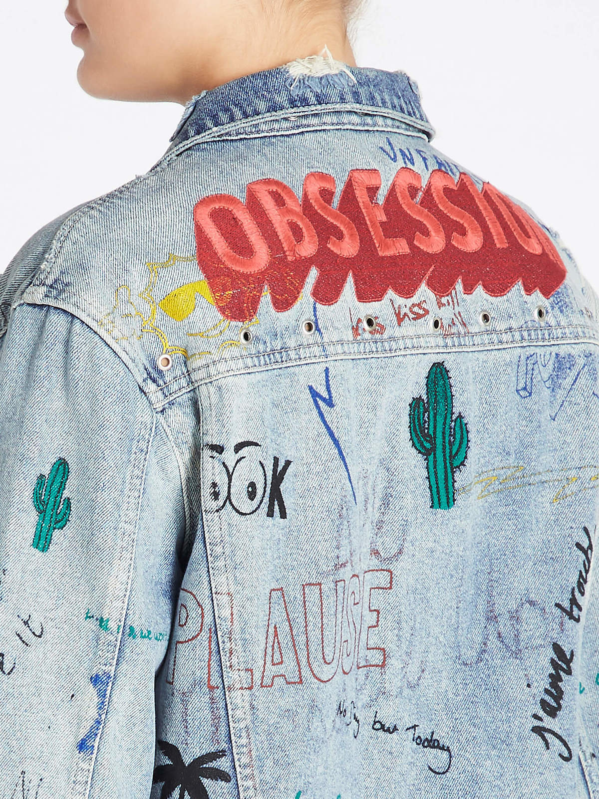 Zoe Karssen Obsession Embroidered Denim Jacket - Light Denim - Image 4 of 5