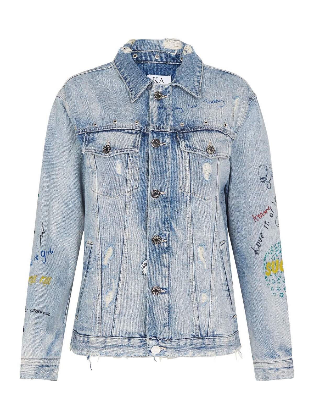 Zoe Karssen Obsession Embroidered Denim Jacket - Light Denim - Image 5 of 5