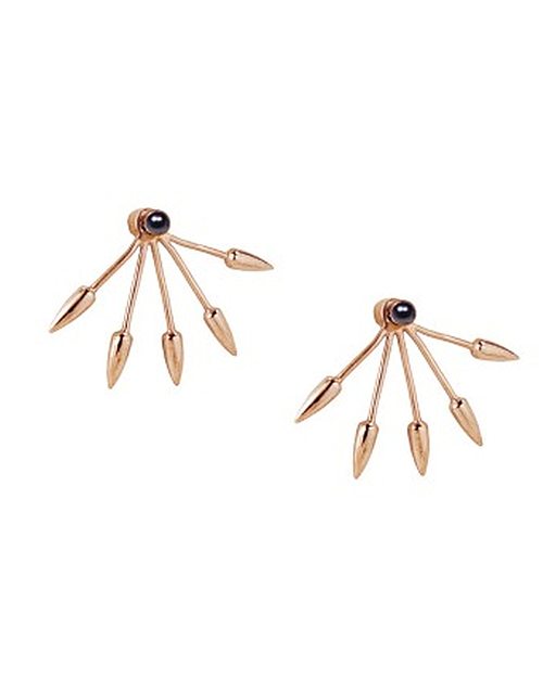 Pamela Love 5 Spike Ear Jacket in Rose Gold and Black Pearl Pamela Love 5 Spike Ear Jacket in Rose Gold and Black Pearl