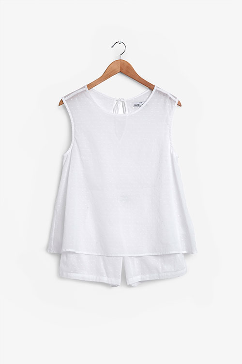 The Sleep Shirt Classic Top and Pleat Short Set White Swiss Dot The Sleep Shirt Classic Top and Pleat Short Set White Swiss Dot
