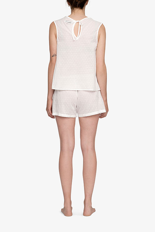 The Sleep Shirt Classic Top and Pleat Short Set White Swiss Dot The Sleep Shirt Classic Top and Pleat Short Set White Swiss Dot