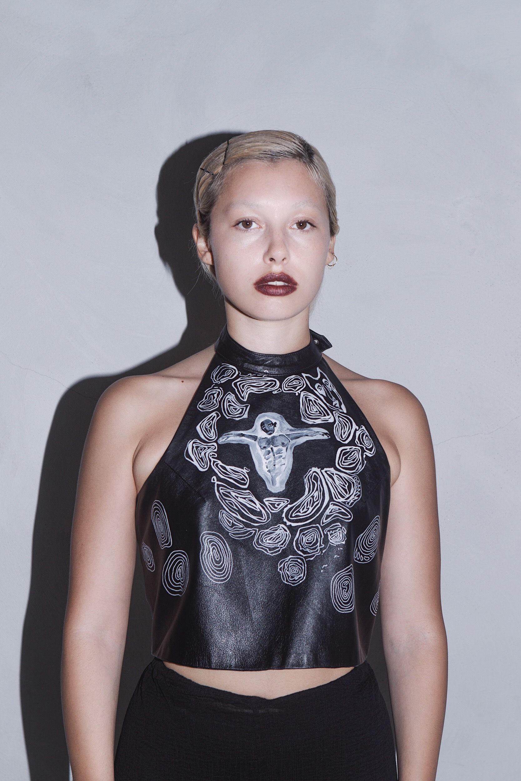 leather halter neck top
