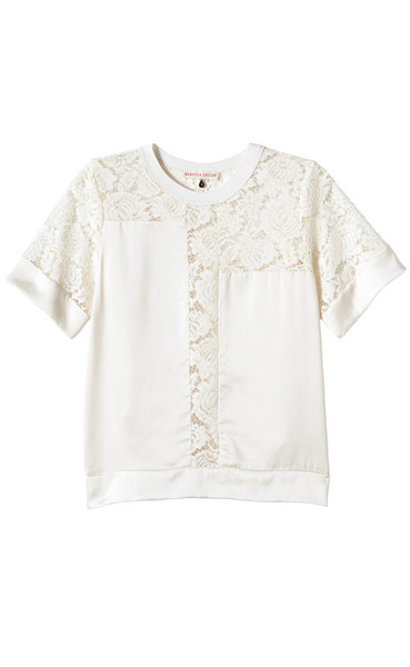 Rebecca Taylor Lace Inset Silk Top Rebecca Taylor Lace Inset Silk Top