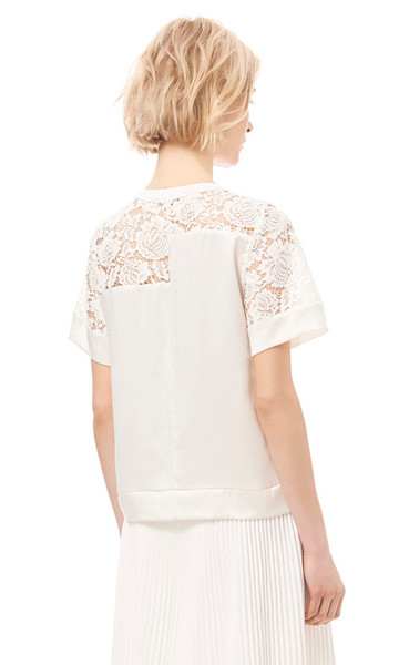 Rebecca Taylor Lace Inset Silk Top Rebecca Taylor Lace Inset Silk Top