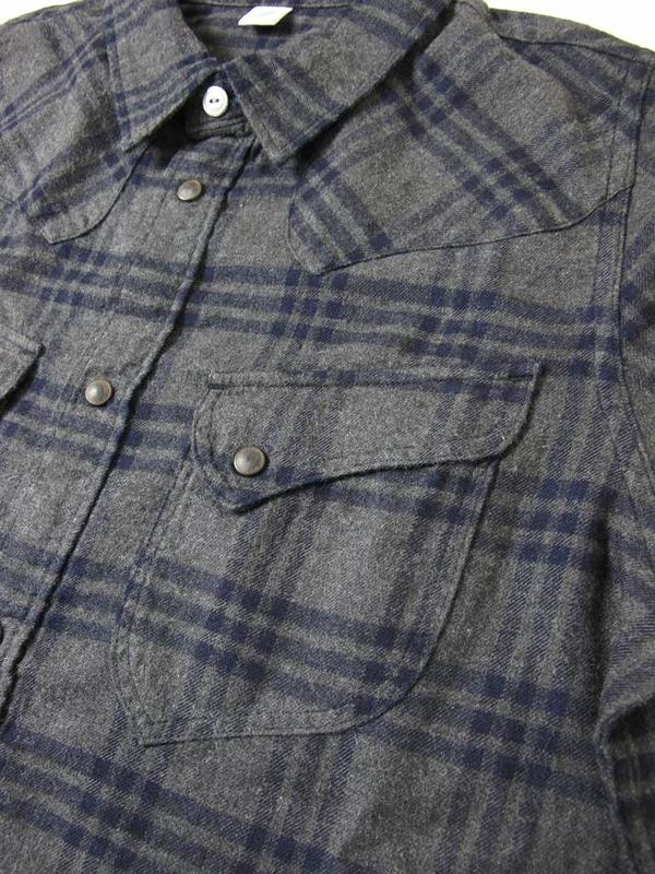 Pure Blue Japan Check Flannel Western Shirt - Grey Indigo Pure Blue Japan Check Flannel Western Shirt - Grey Indigo