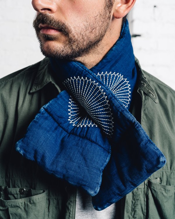 Kapital Kesa Muffler Flower - Indigo | Garmentory