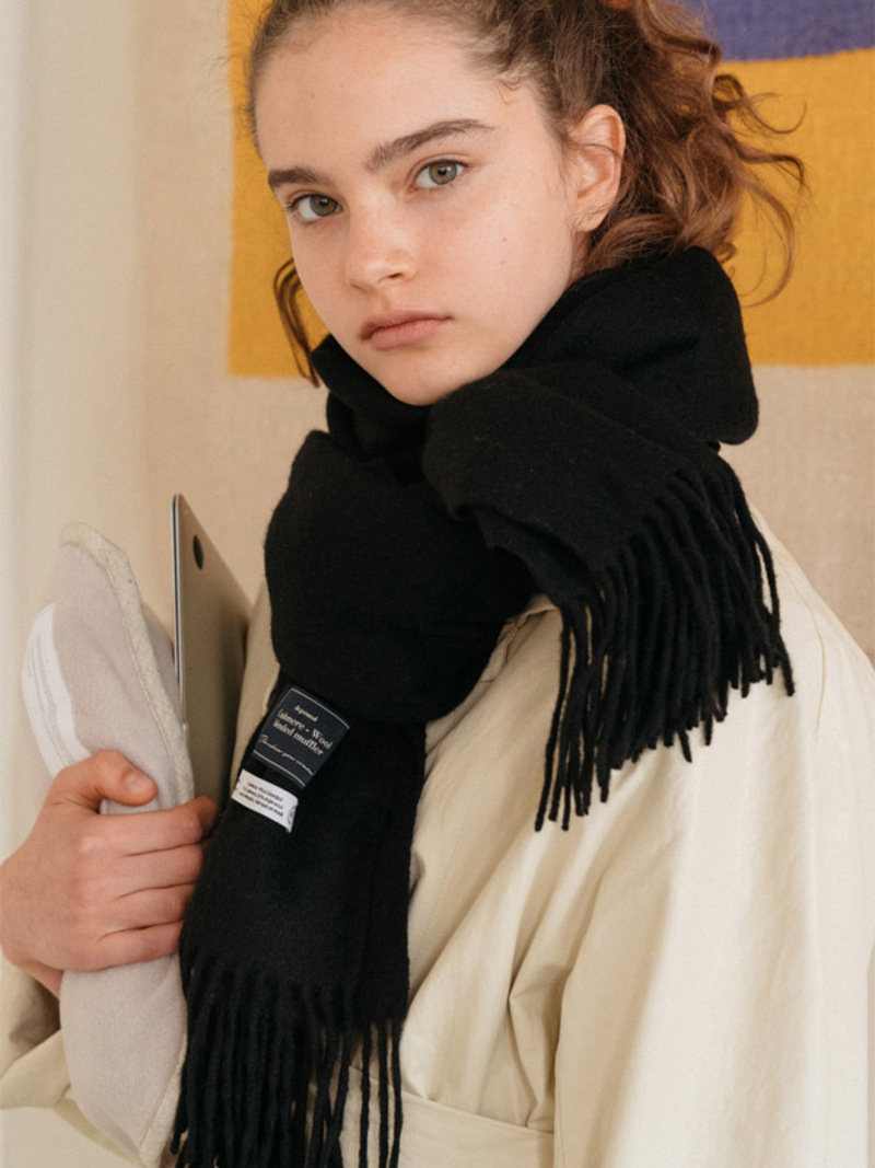 ◇depound◇ [Gift packaging] cashmere wool blended muffler ( DEPOUND Cashmere Wool Blended Muffler - Black | Garmentory