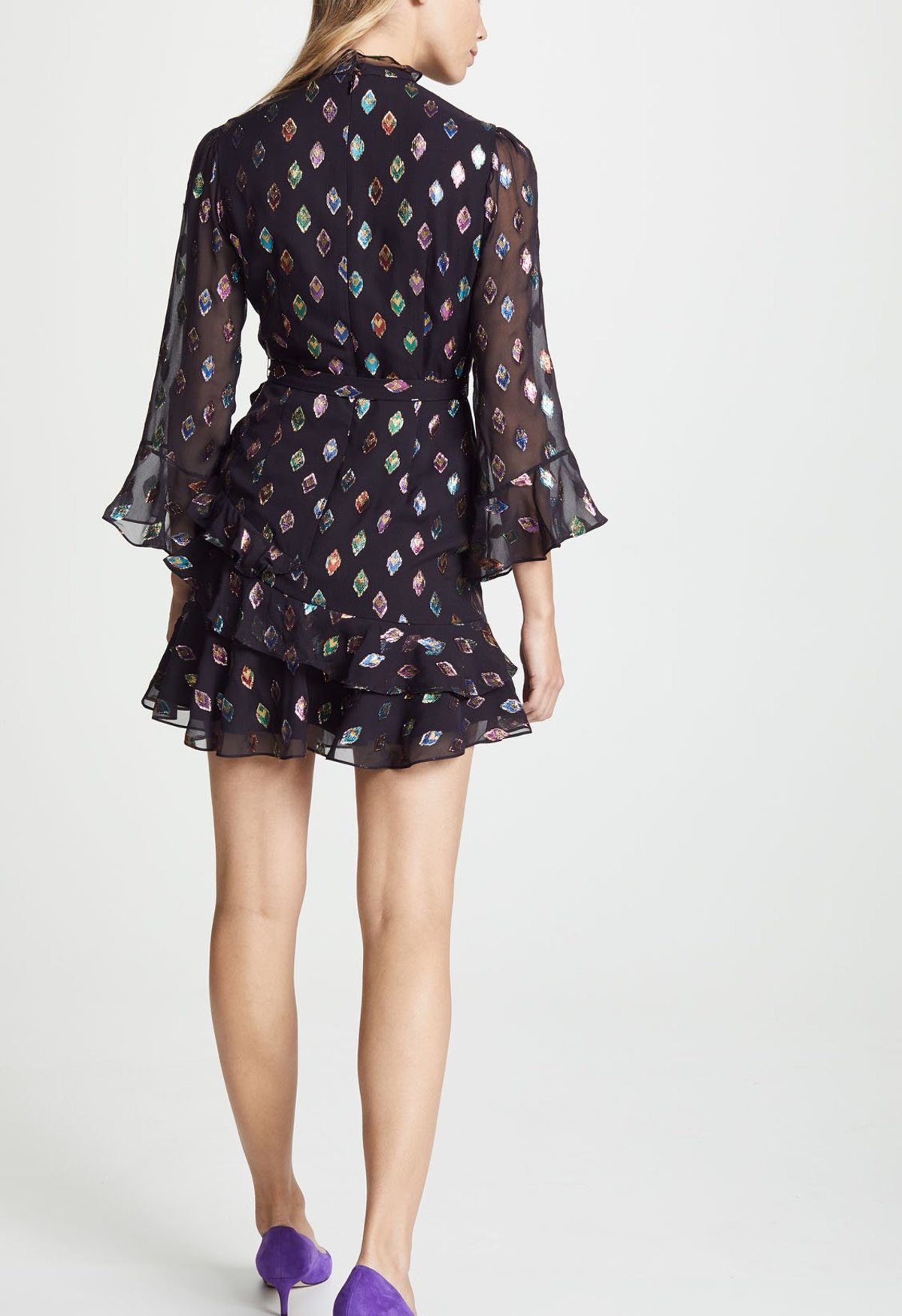 saloni marissa mini dress Saloni Marissa Ruffled Metallic Silk-Blend Jacquard Mini Dress In Black -  50% Off