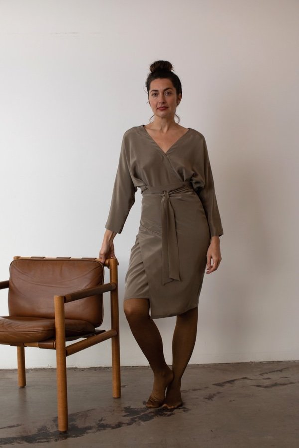OR Wrap Dress - Taupe | Garmentory